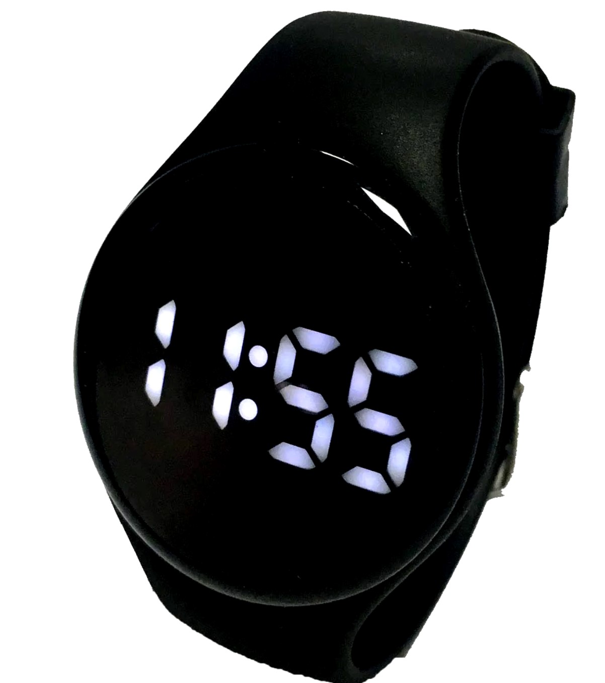 Black digital watch with silicon band